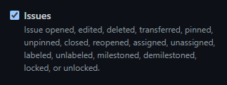 Github webhook issues checkbox selected